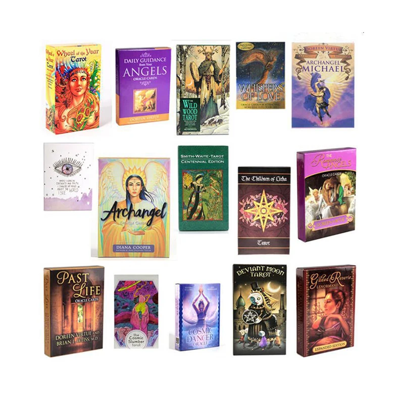 The Rider Hush Tarot Cards with Guide Book Prisma Visions Past Life Oracle 78 Deck and Card Game Board Divination |