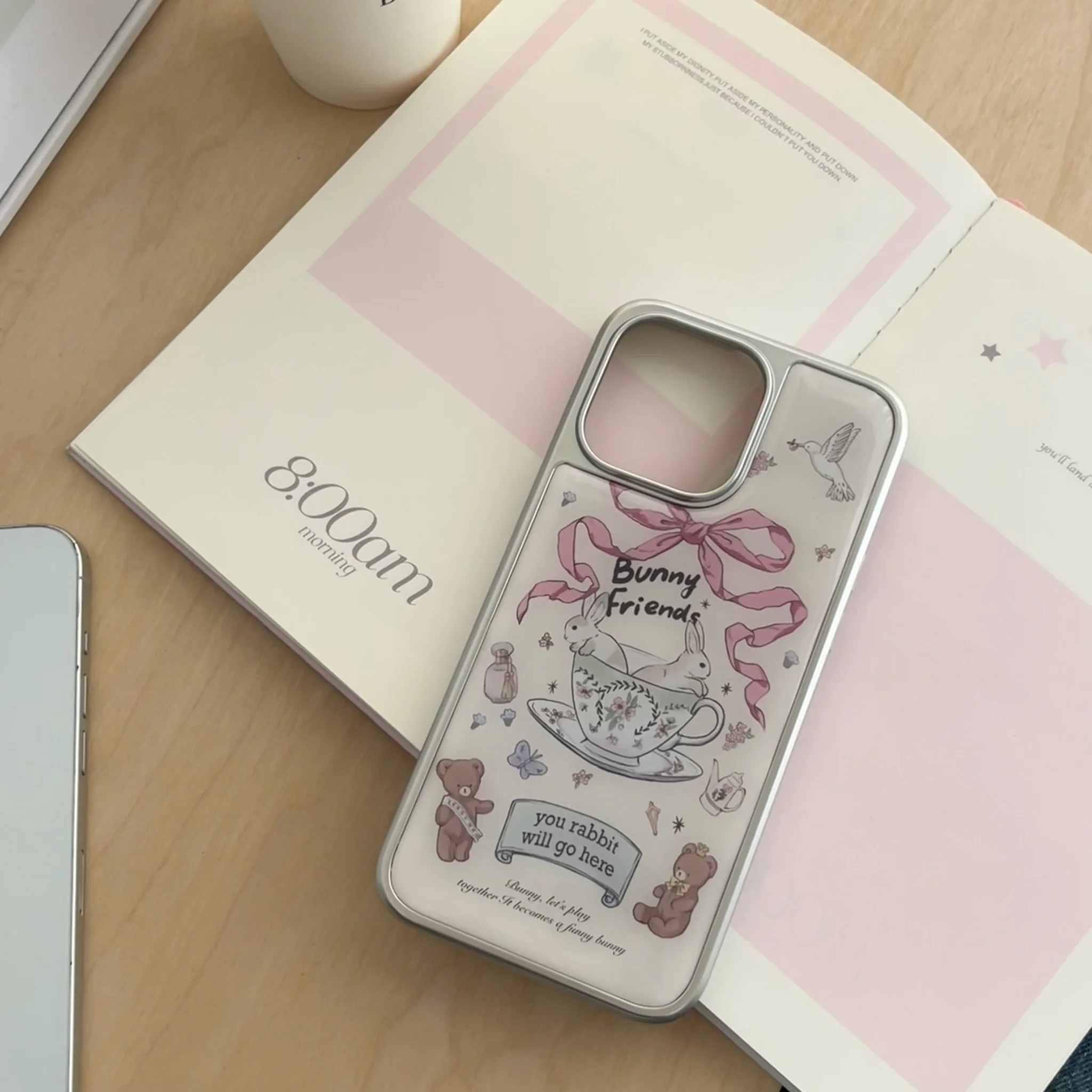 Новый чехол для телефона с чашкой-бабочкой и кроликом iPhone 16 16pro 16promax 15 15pro 15promax 14