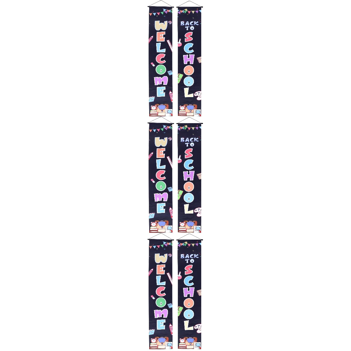 

3 Pairs Welcome Back To School Door Banner Scene Backdrop Hanging Beads Classroom Decorations Sign Couplet
