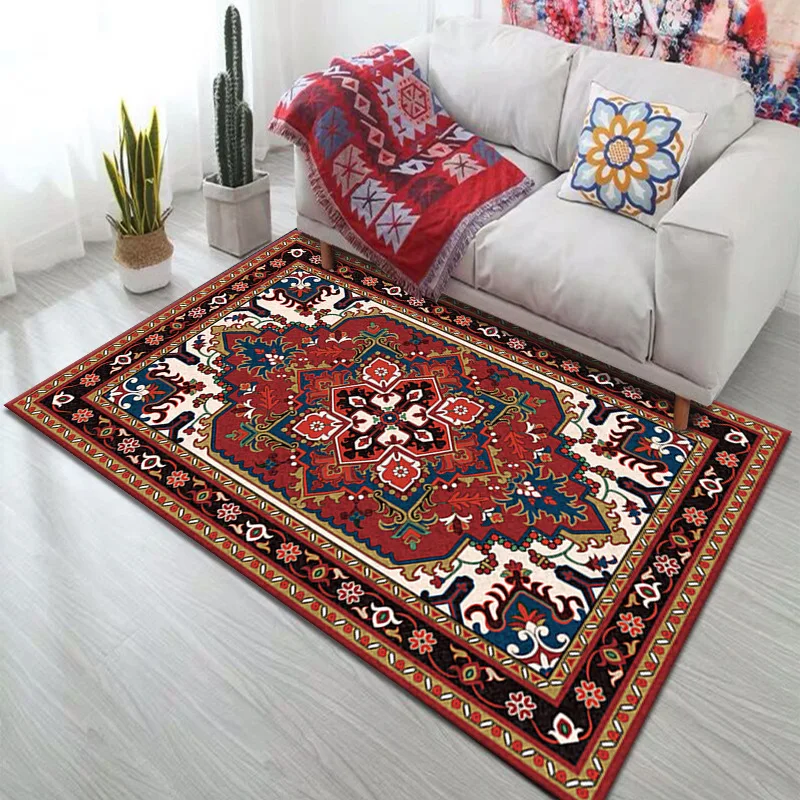 

Retro Ethnic Style Carpet Bedroom Living Room Coffee Table Mat Nordic Bohemian Bedside Carpet Decoration Home Non-Slip Rug