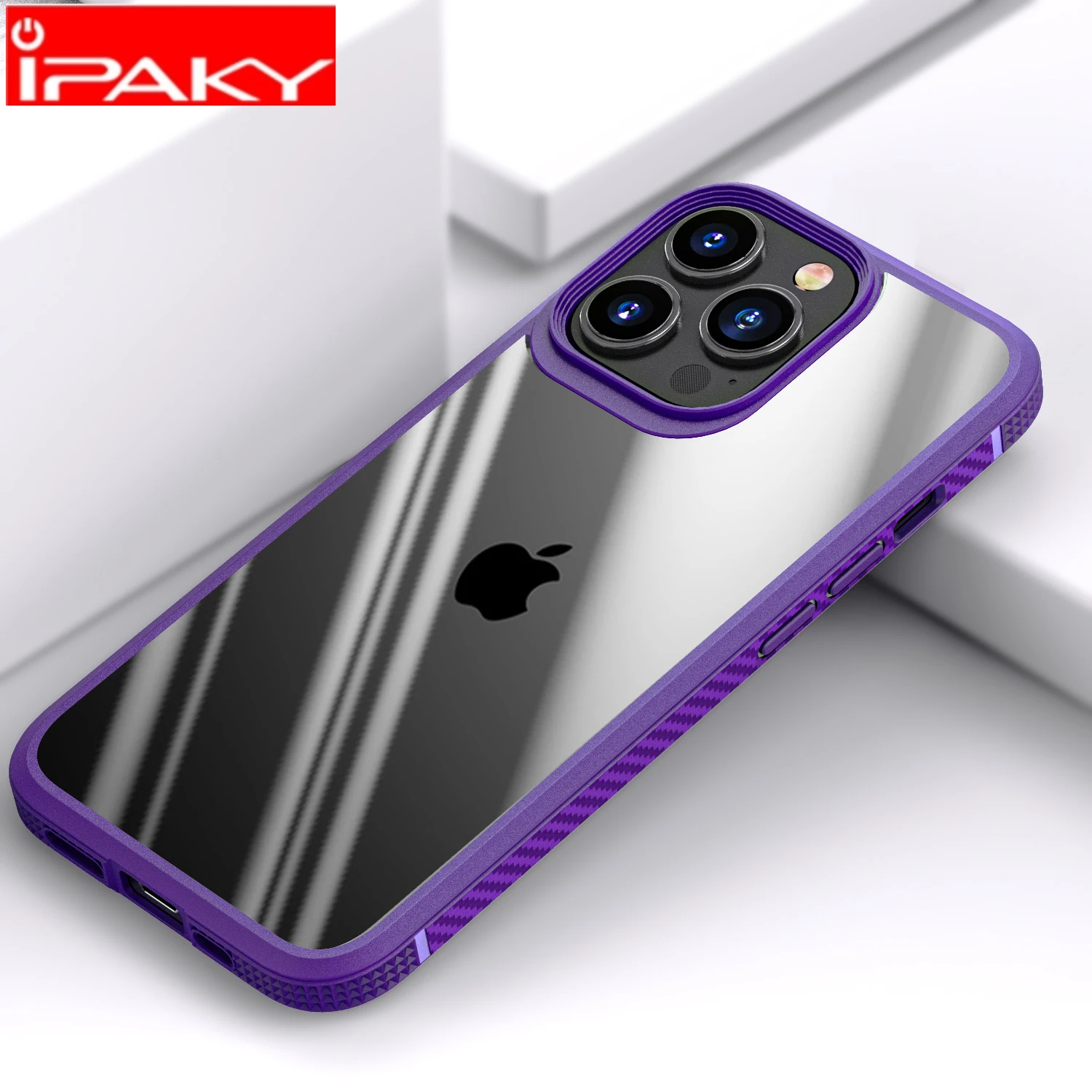 

IPAKY for iPhone 14 13 Case 14 Pro 14 Plus Case Carbon Fiber Frame HD Transparent Shockproof Cover for iPhone 13 14 Pro Max Case