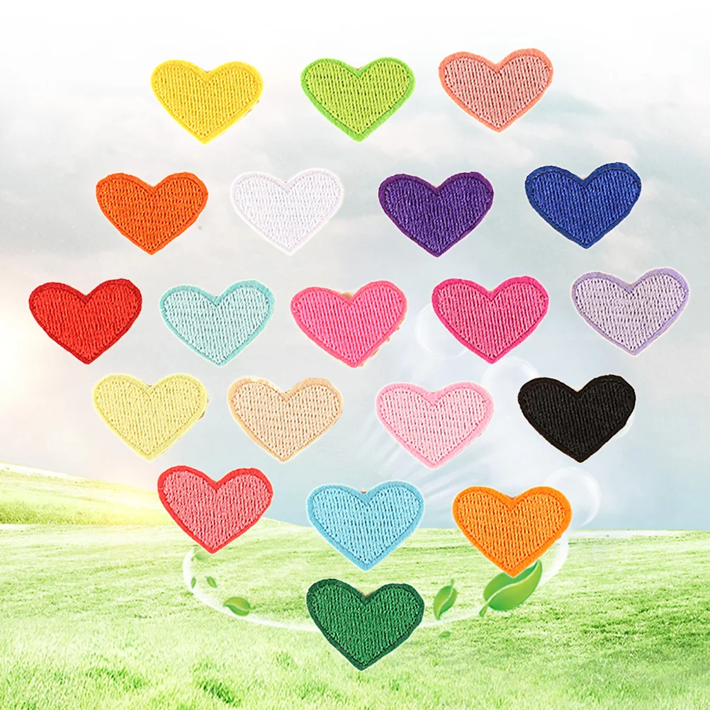 

20 Pcs Heart Iron Patches Love Shape DIY Appliques Jacket Man Hat Men Multicolor