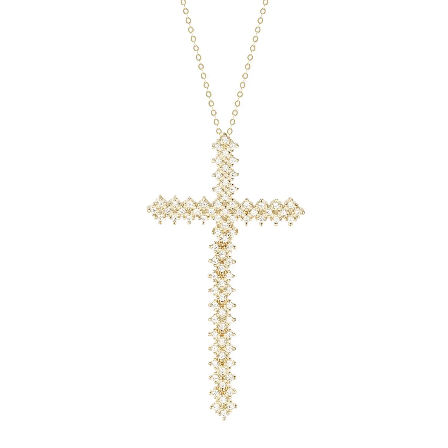 

Europe and America 925S sterling silver cross studded with diamond pendant clavicle chain exquisite design sense Joker necklace