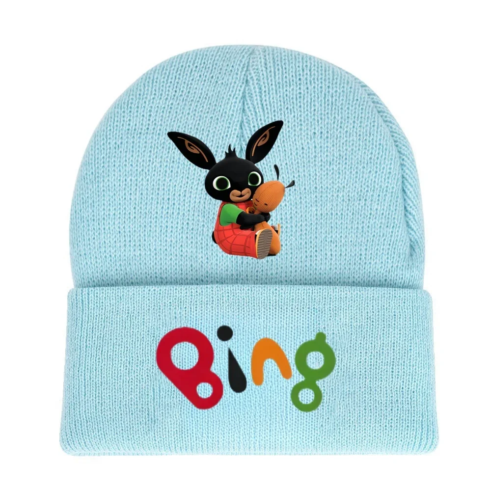 Вязаная шапка с кроликом Bing повседневная мультяшным принтом милая зимняя
