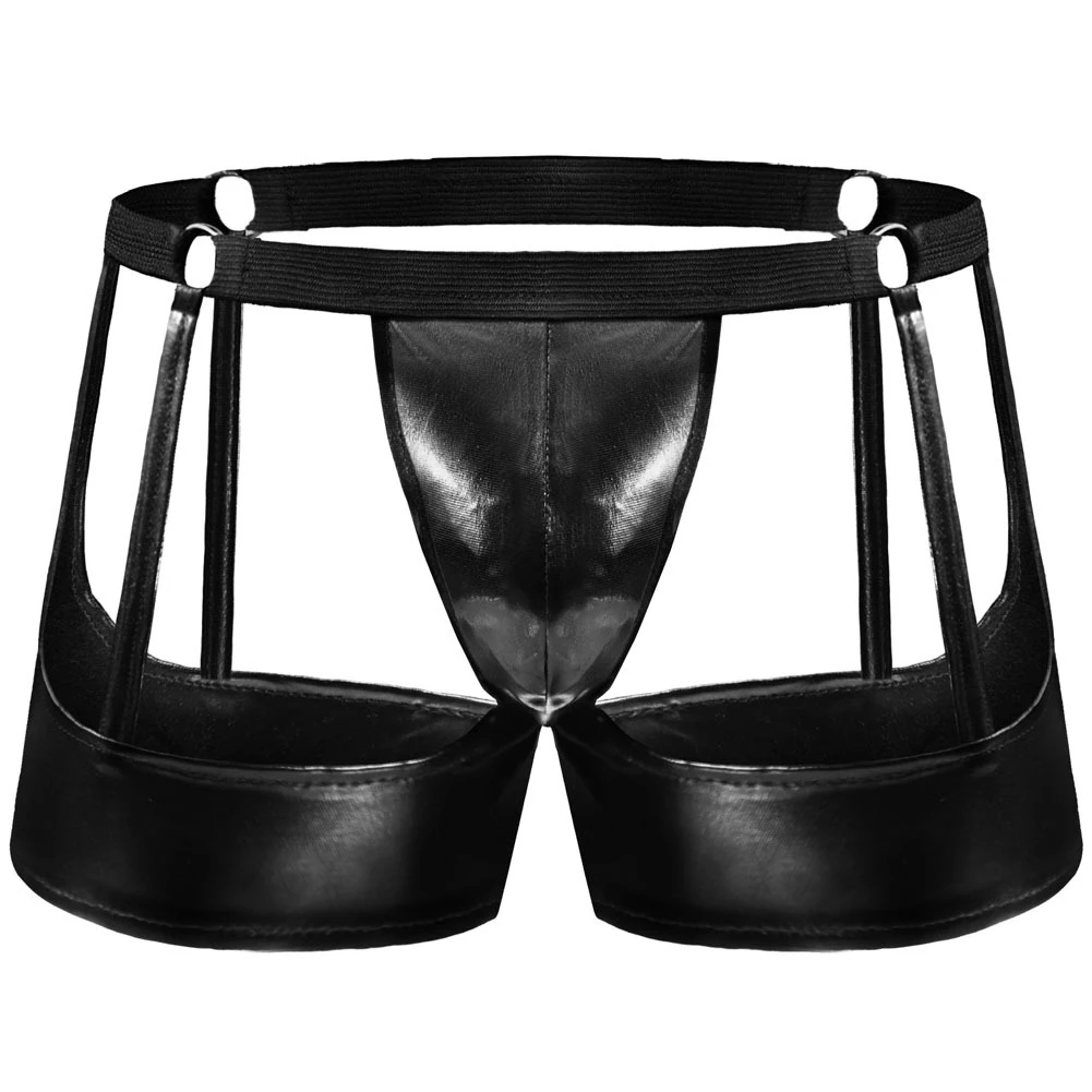 

Mens Sexy Faux Leather Bikini Briefs Underwear Pouch G-string Jockstrap Panties
