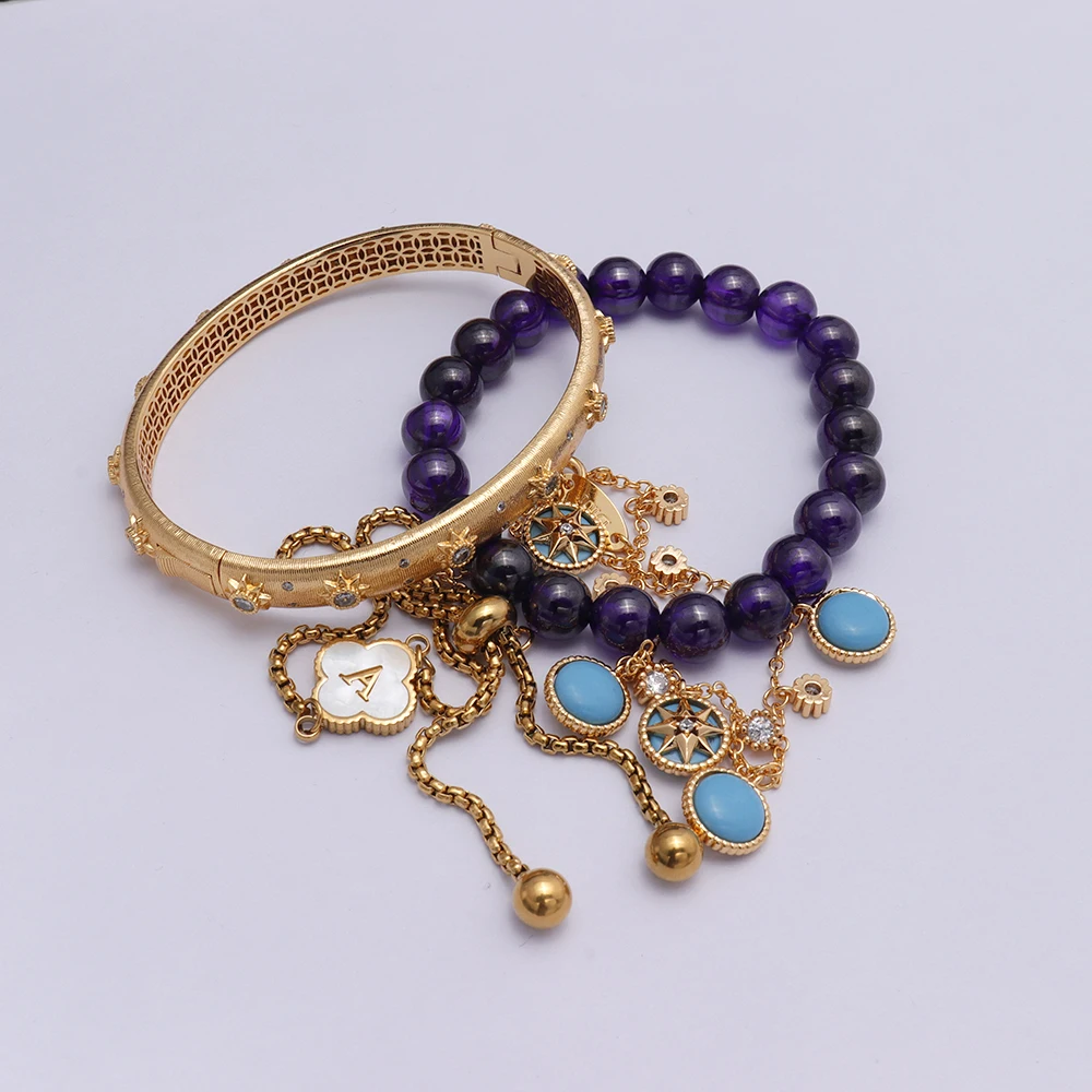 1 шт. браслет из нержавеющей стали с 4 листами клевера и начальной буквой