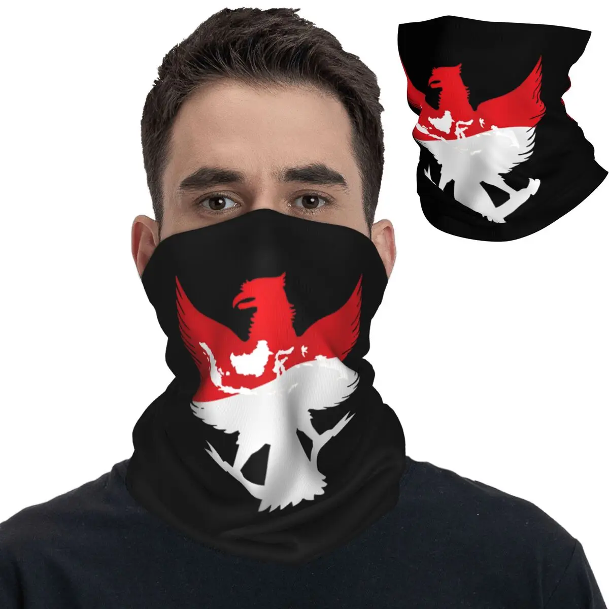 Повязка на голову для взрослых Индонезийская бандана красно-белая с принтом