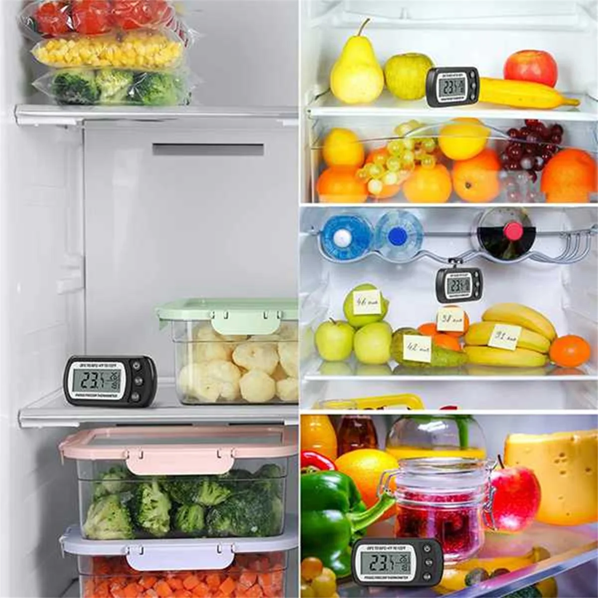 Цифровой фрижератор электронный термометр с большим ЖК-экраном для кухни 4 шт.