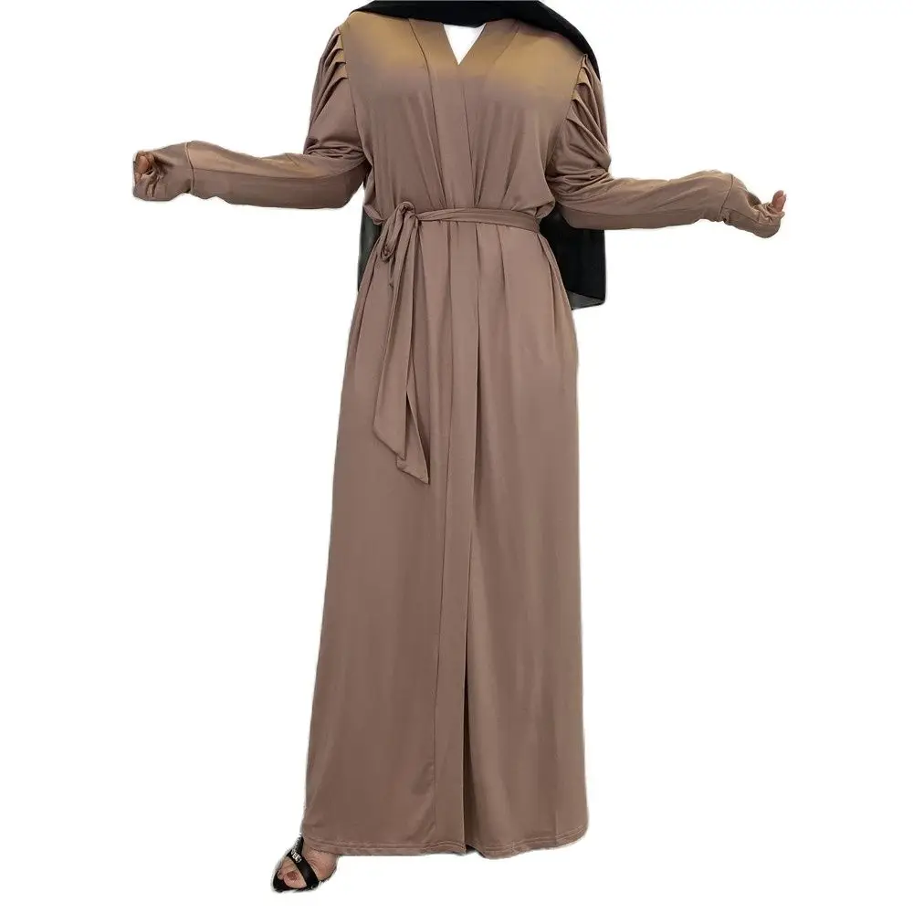 Latest Abaya Muslim Dress Hot New Simple Fashion Women'S Solid Color Cardigan National Costume Muslim Sets Платье Женское Cm285