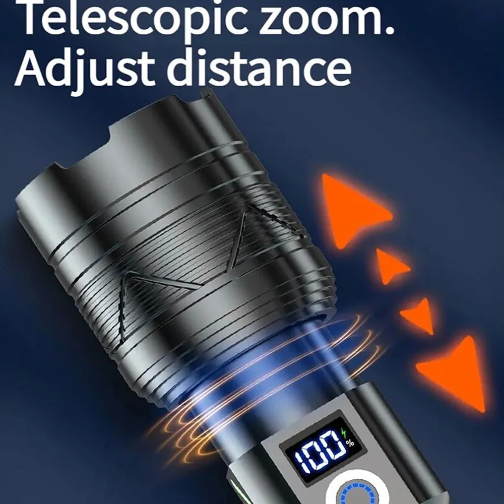 Самый мощный перезаряжаемый фонарик 5200 мАч 5000 м тактический фонарь ультраяркие