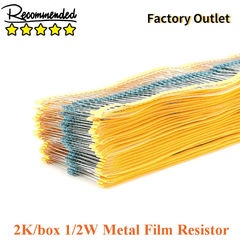 

2000pcs 1/2W Metal Film Resistor Resistance 1% 1M 5.6K 47K 470K 4.7K 2K 240K 20K 10K 1K 100R 620R 220R 300R 100R 10 150 1.8 ohm