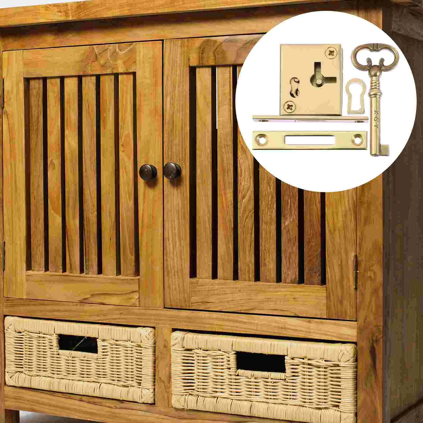 

Brass Desk Lock Decorative Lock Case Box Lock Square Furniture Lock Key Lock Set Square- Type Locker Door Lock