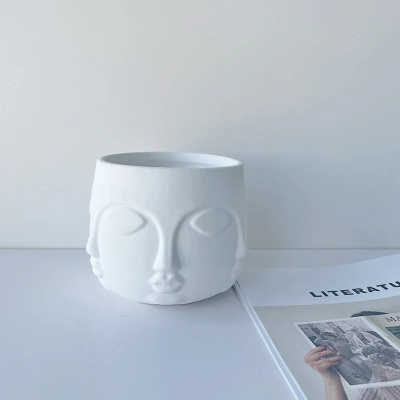 Многогранный гипс для лица человека цветочный горшок силиконовая форма в