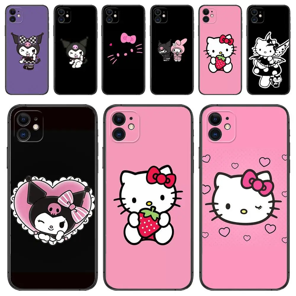

Kuromi Hello Kitty luxury phone case For IPhone 13 12 11 Pro Max Mini SE XR X XS Max 8Plus 7plus 6 6S New Shell Black phone co