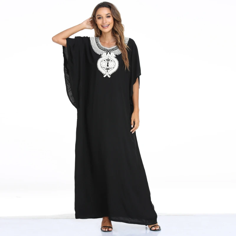 Bat Robe Muslim Fashion Short-sleeved Dress Kaftan Robe Muslim Dress Clothes for Muslim Women Dubai Abaya Abayas for Women