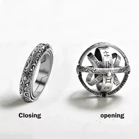 silver plated vintage astro ball rings for men creative complex rotating universe finger ring jewelry