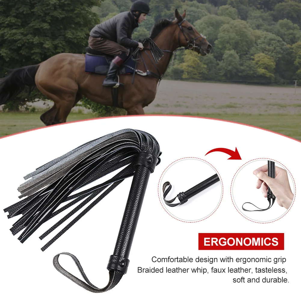 

Ergonomic Lychee Pattern Faux Leather Equestrian Horse Riding Whip Wear Resistant Braided Training Crop Racing Outdoor Sports