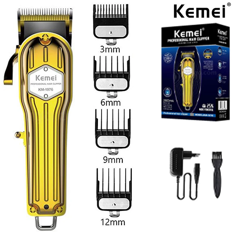 

Kemei 1976 полностью металлический оболочка триммер для волос Профессиональный парикмахерский Электрический триммер для волос для мужчин профессиональный шнур Беспроводная Машинка для стрижки волос