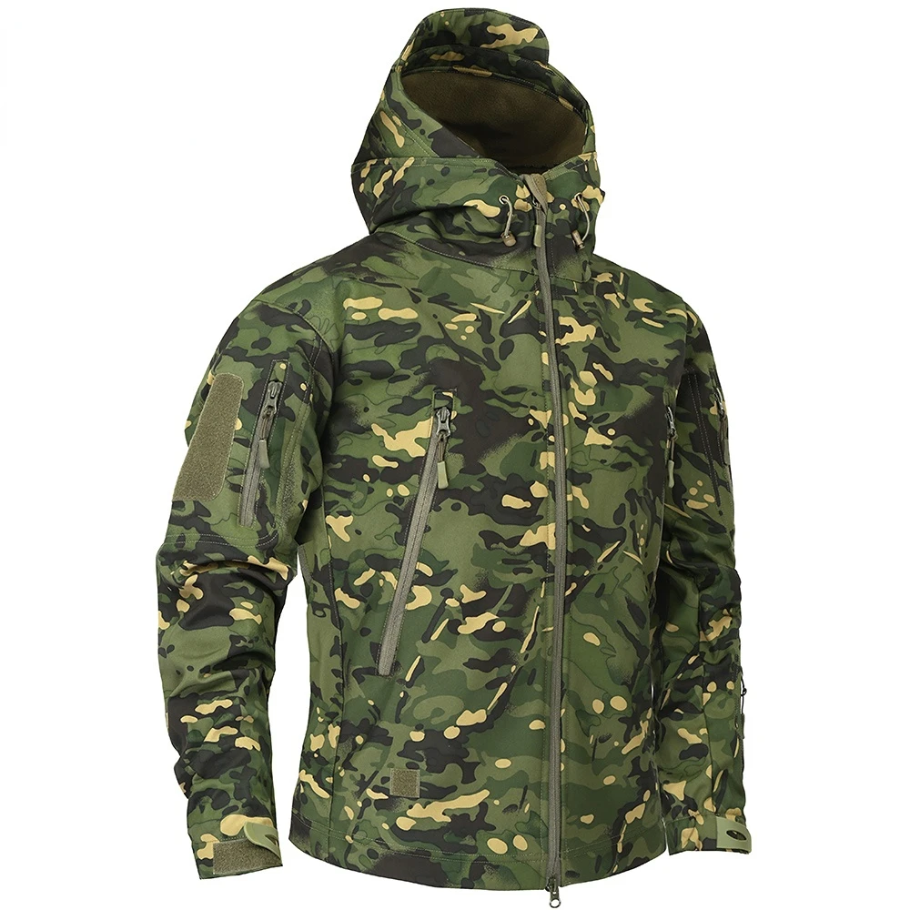 

Куртка мужская камуфляжная флисовая, армейская тактическая ветровка в стиле милитари, Мультикам, камуфляжная верхняя одежда на осень