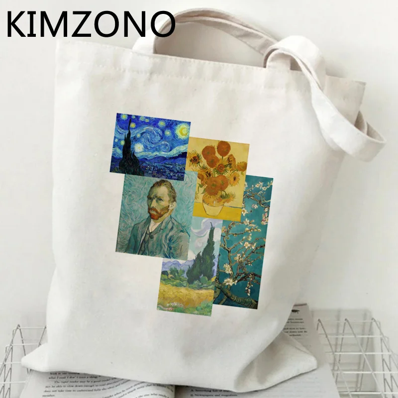 

Van Gogh shopping bag eco jute bag shopper cotton bolsas de tela bolso bag foldable boodschappentas bolsas reutilizables grab