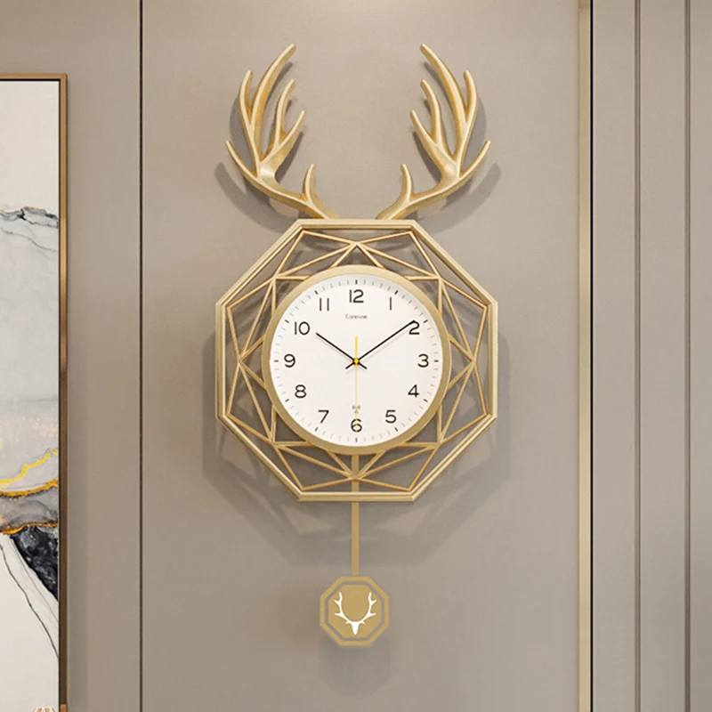

Nordic Luxury Large Wall Clock Digital Living Room Hanging Gold Wall Clock Design Silent Hall Reloj Pared Decoration Home HY50W