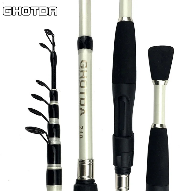 

Короткая телескопическая рыболовная удочка GHOTDA из углеродного волокна 1,6/1,8/2,1/2,4 м, белая/черная удочка для заброса приманки, рыболовные сна...