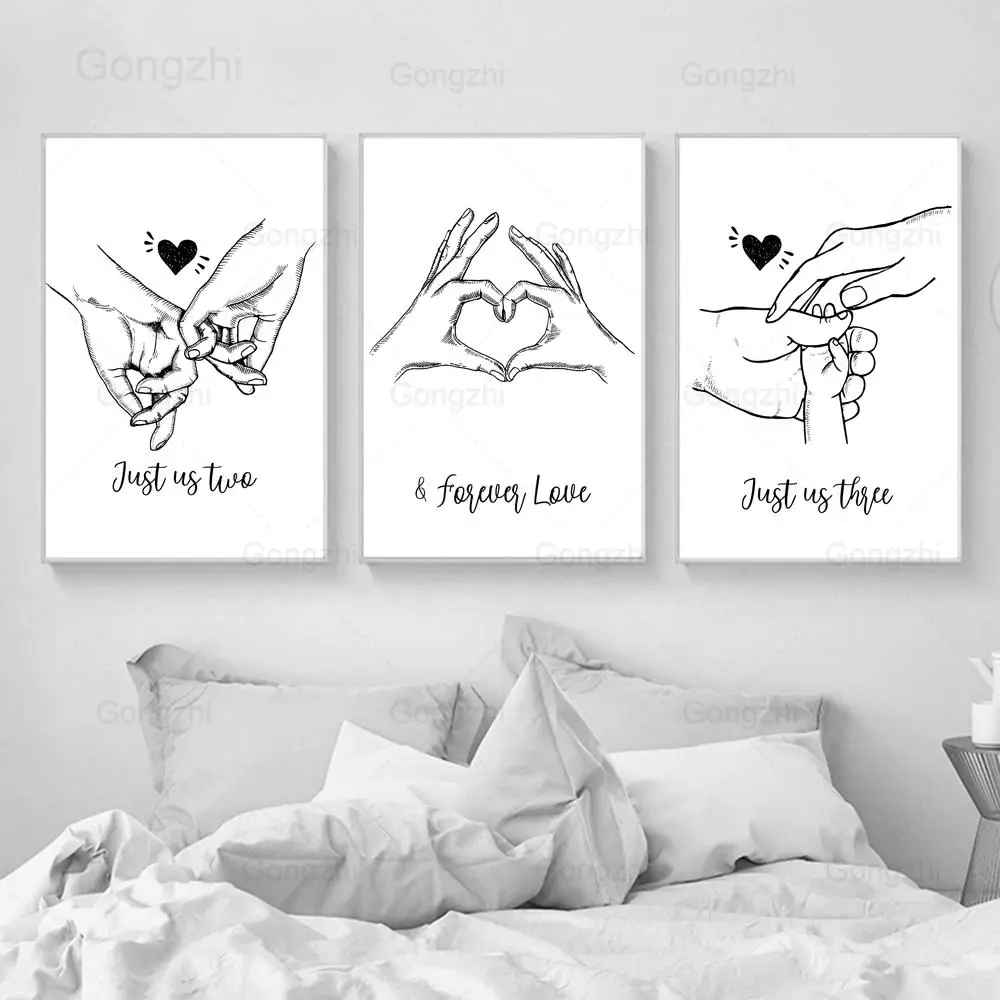 

Minimalist Warm Family Canvas Painting Abstract Line Love Hand Posters and Prints Modern Wall Art Picture for Bedroom Home Decor