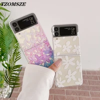 z flip3 coque fashion pattern icon flowers transparent phone cases for samsung galaxy z flip 3 5g shockproof protect back cover