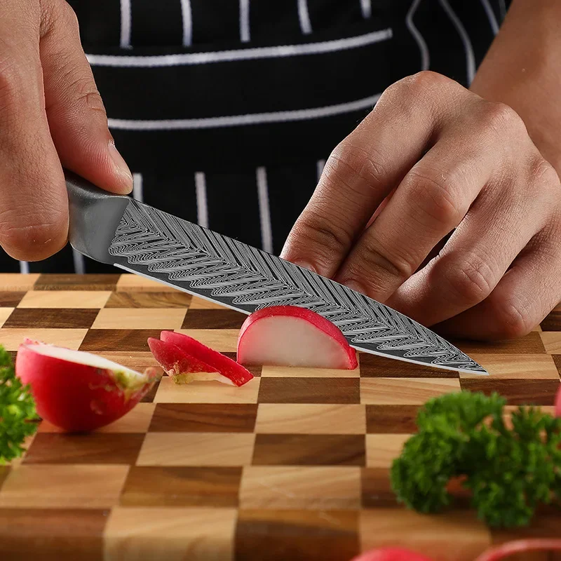 Набор профессиональных японских кухонных ножей шеф-повара дамасский лазерный