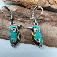 vintage carving bird earrings for women ethnic silver color metal personality dangle earrings party gift