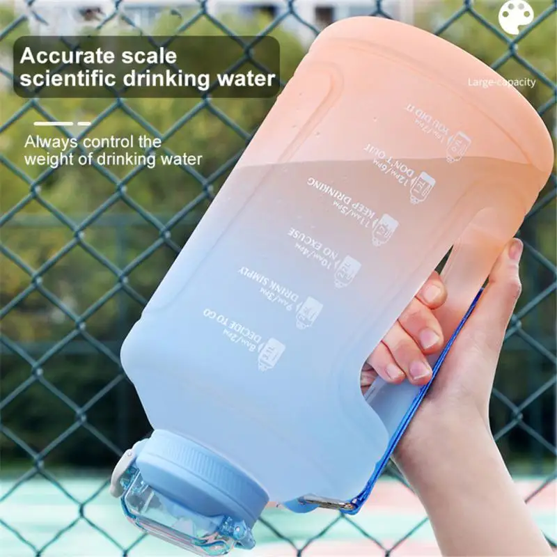 

Hot Gradient Sports Water Bottle 3.8L Large Capacity Cup Outdoor Fitness Portable Straw Big Plastic Ton Barrel Botella Colorful