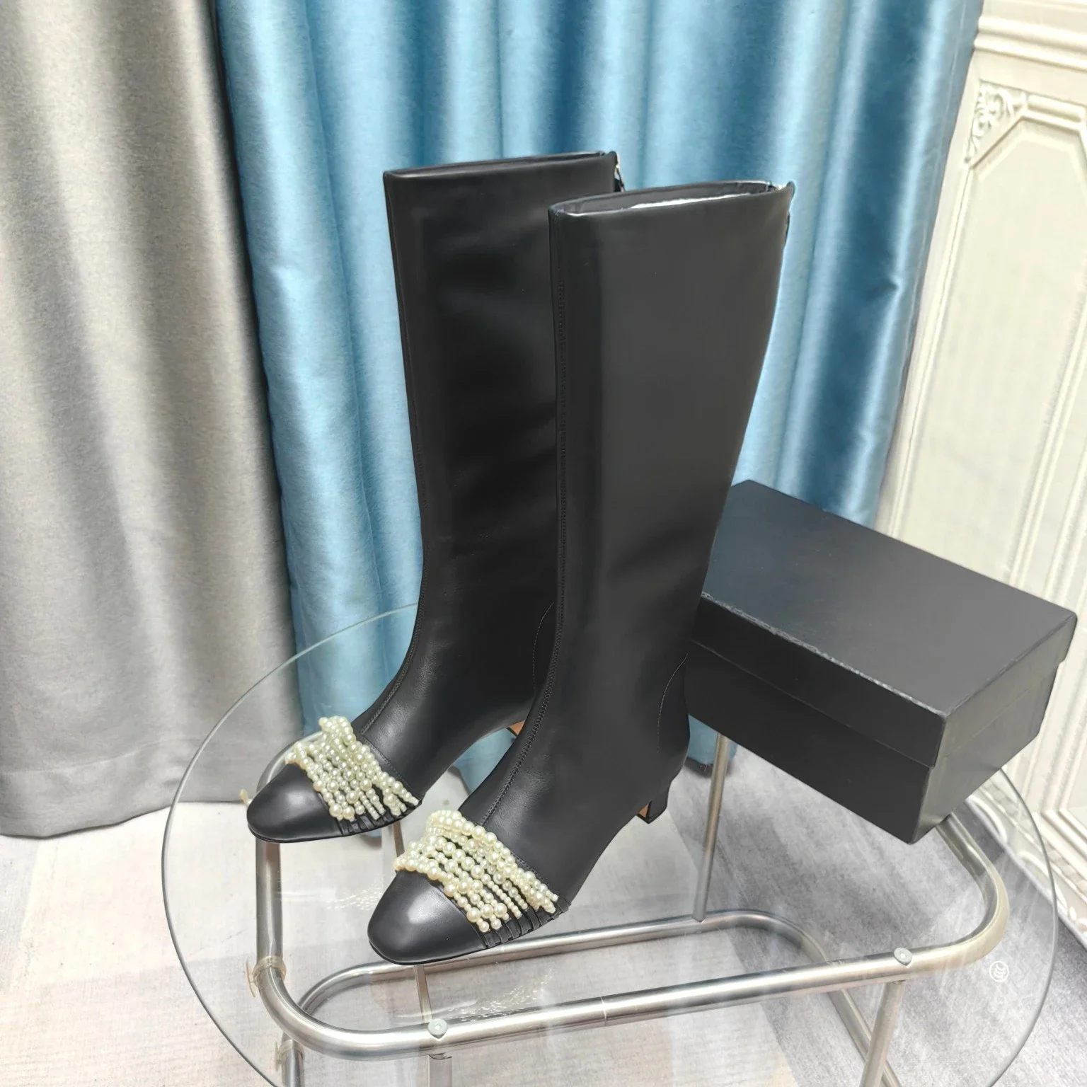 Новая обувь Женские сапоги из натуральной кожи Сапоги до колена на среднем