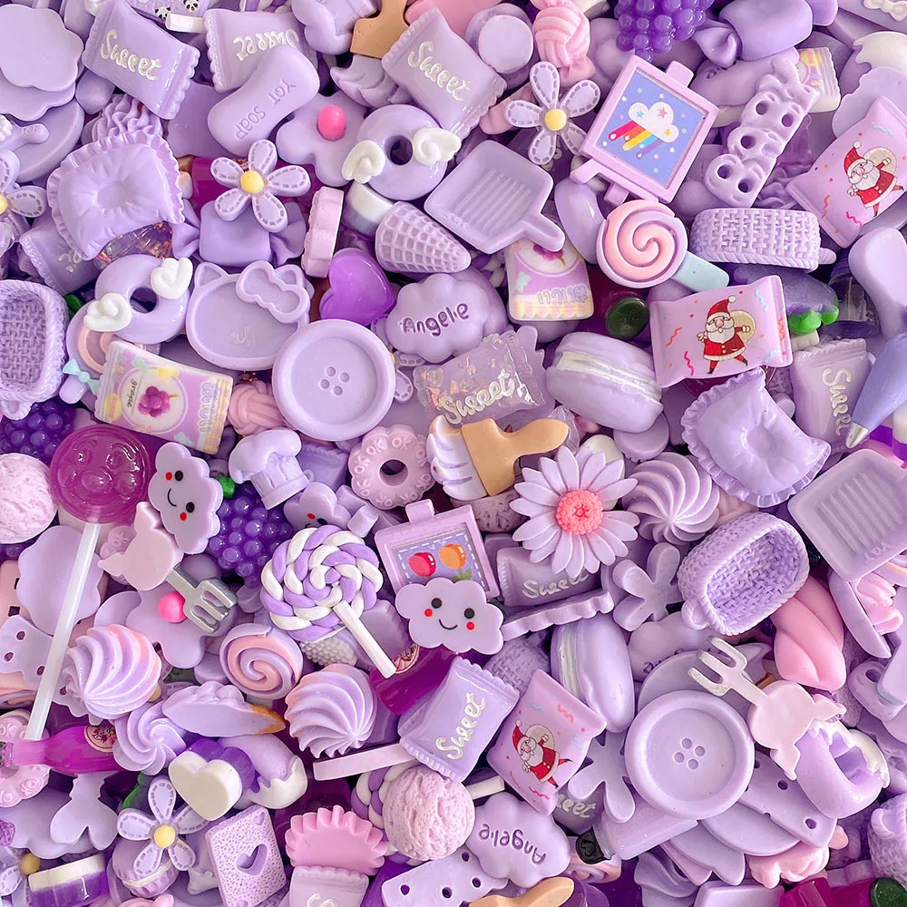 

10/30/50Pcs DIY Pink Purple Random Mix Miniature Resin Fruits Candy Chocolate Accessories Jewelry Material Christmas Gift Toys