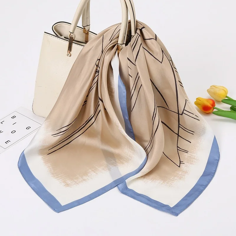 Высококачественный Шелковый женский шарф с геометрическим узором корейский