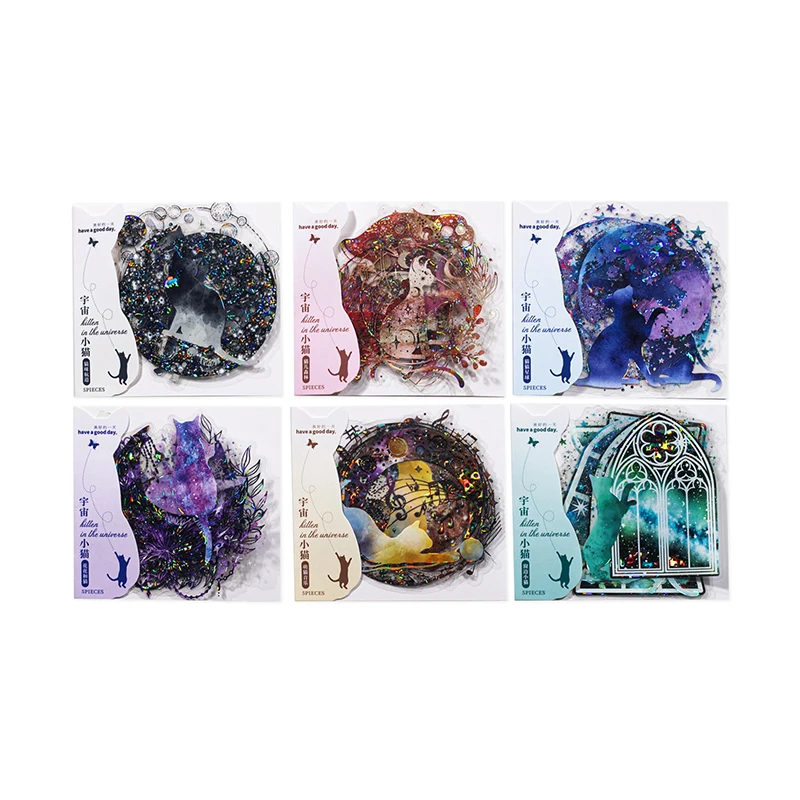 

5Sheets pet sticker Universe Kitten series shell light colorful hand ledger decoration materials kawaii stickers 6 styles