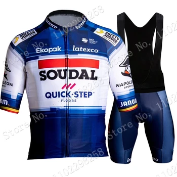 Belgium Soudal Quick Step Cycling Jersey 2023 Set Short Cycling Clothing Road Bike Shirts Suit Bicycle Bib Shorts MTB Wear Ropa 6