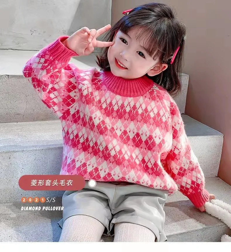 

Пуловер для девочек, свитеры, флисовая плотная одежда, осенне-зимний свитер для девочек, детская одежда, Зимний вязаный свитер для девочек