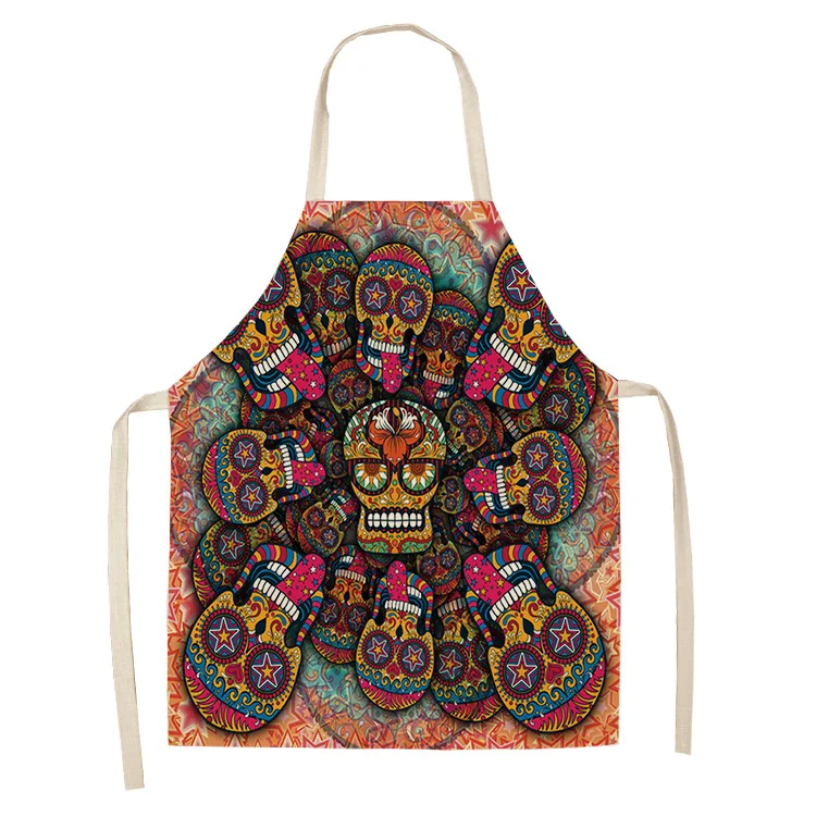 

Skull Pattern Kitchen Apron 55x68cm for Cooking Sleeveless Cotton Linen Aprons Adult Bibs Home Cleaning Accessories naked woman