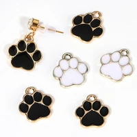 10 20pcs metal enamel dog cat paw charm kc gold drop oil cute animal footprint pendant for diy bracelet necklace jewelry making