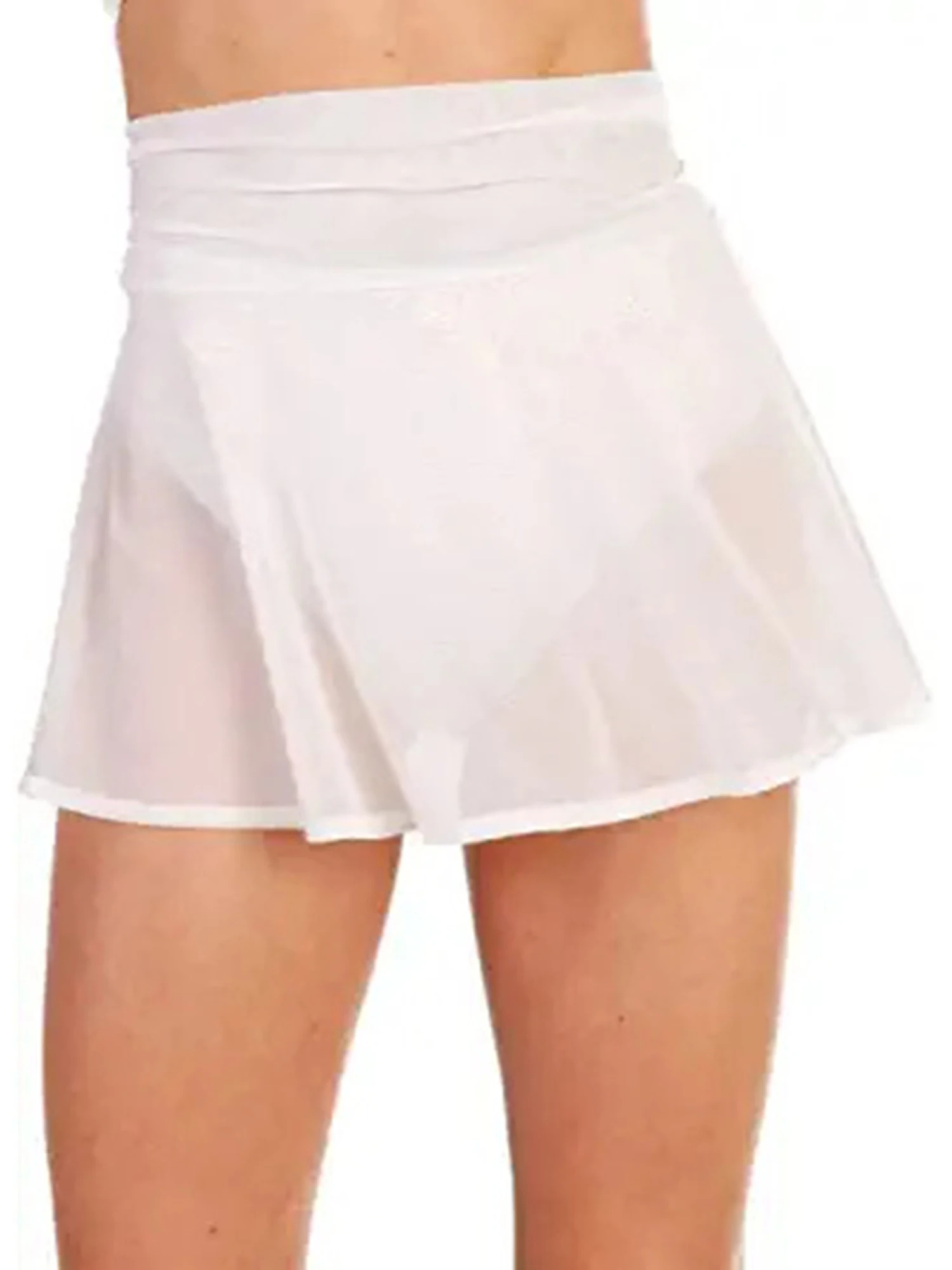 

Women's Sheer Mesh Mini Skirts, High Waist Solid Color See Through Skater Skirt Beach Cover-ups