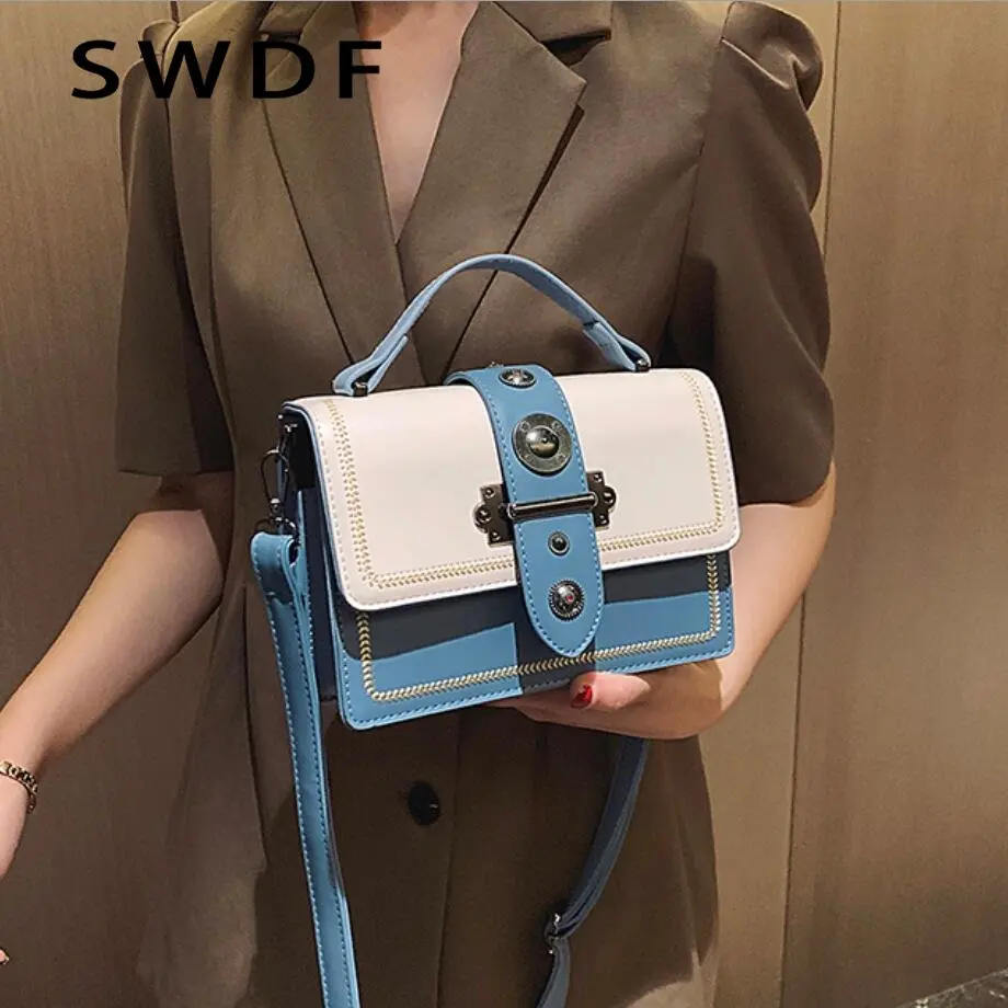 

SWDF Elegant Female Casual Tote Bag 2023 Fashion New High Quality PU Leather Women Designer Handbag Rivet Shoulder Messenger Bag