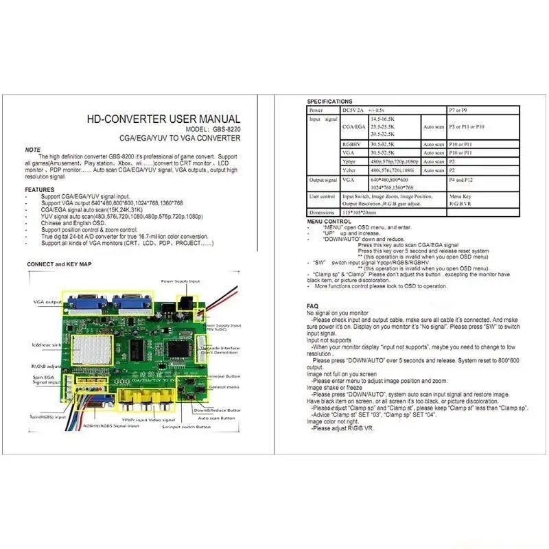 Фото M5TD Аркадная игра GBS-8220 Адаптер видеоконвертера RGB/CGA/EGA/YUV на двойной VGA №3