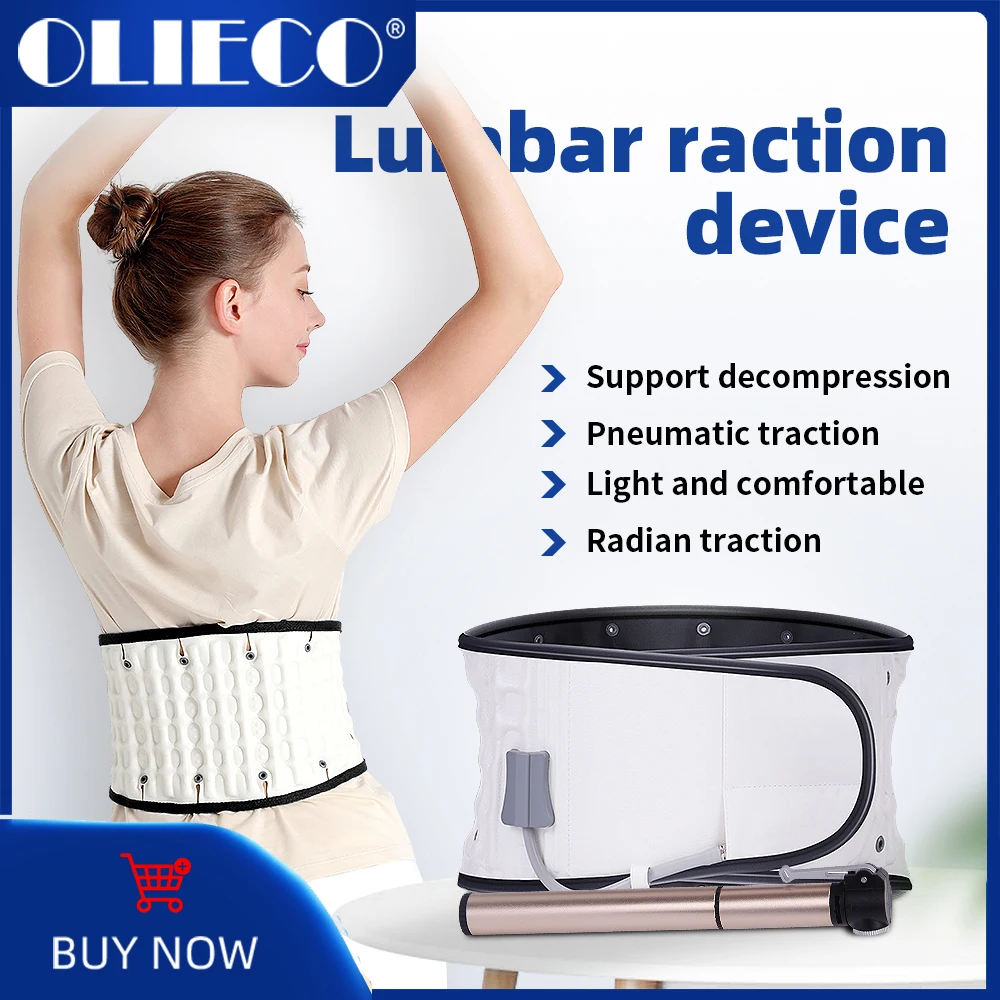 

OLIECO Waist Lumbar Air Traction Belt Support Spine Correction Tractor Back Pain Relief Brace 43.3 Inch Extention Belt