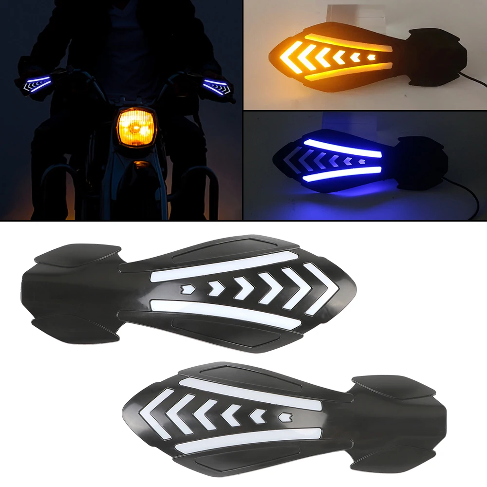 

Protector Shield Windproof Waterproof with LED Flowing Turn Signals Motocross Handlebar Guards Motorcycle Handguards 1 Pair