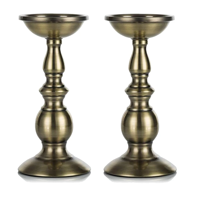 

2 Pcs Iron Candle Holders,For Pillar Candles Or Flameless Led Candles,Gifts For Wedding,Party,Home
