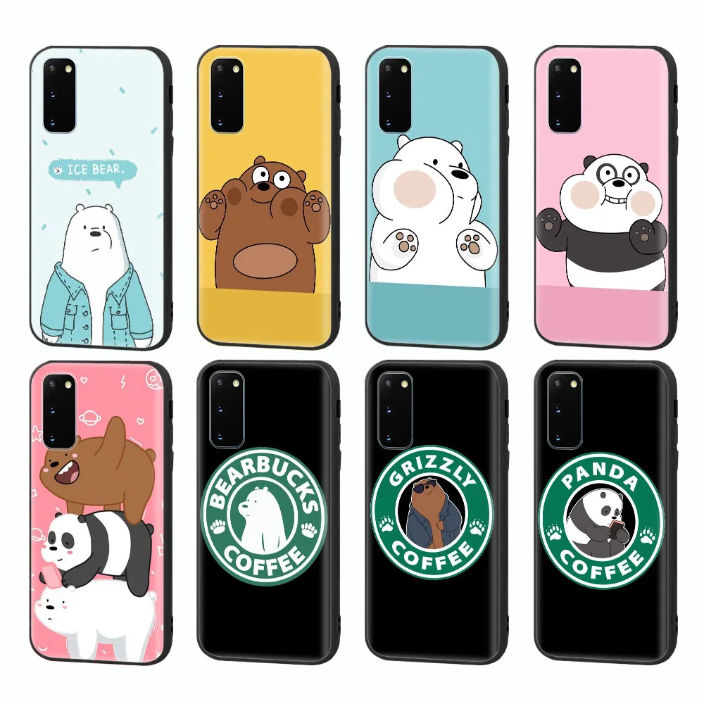 

Black Case for Samsung Galaxy A01 A11 A21 A21S A31 A41 A51 A71 M11 M31 M51 Protected Cover ETS-18 Bears Cartoon