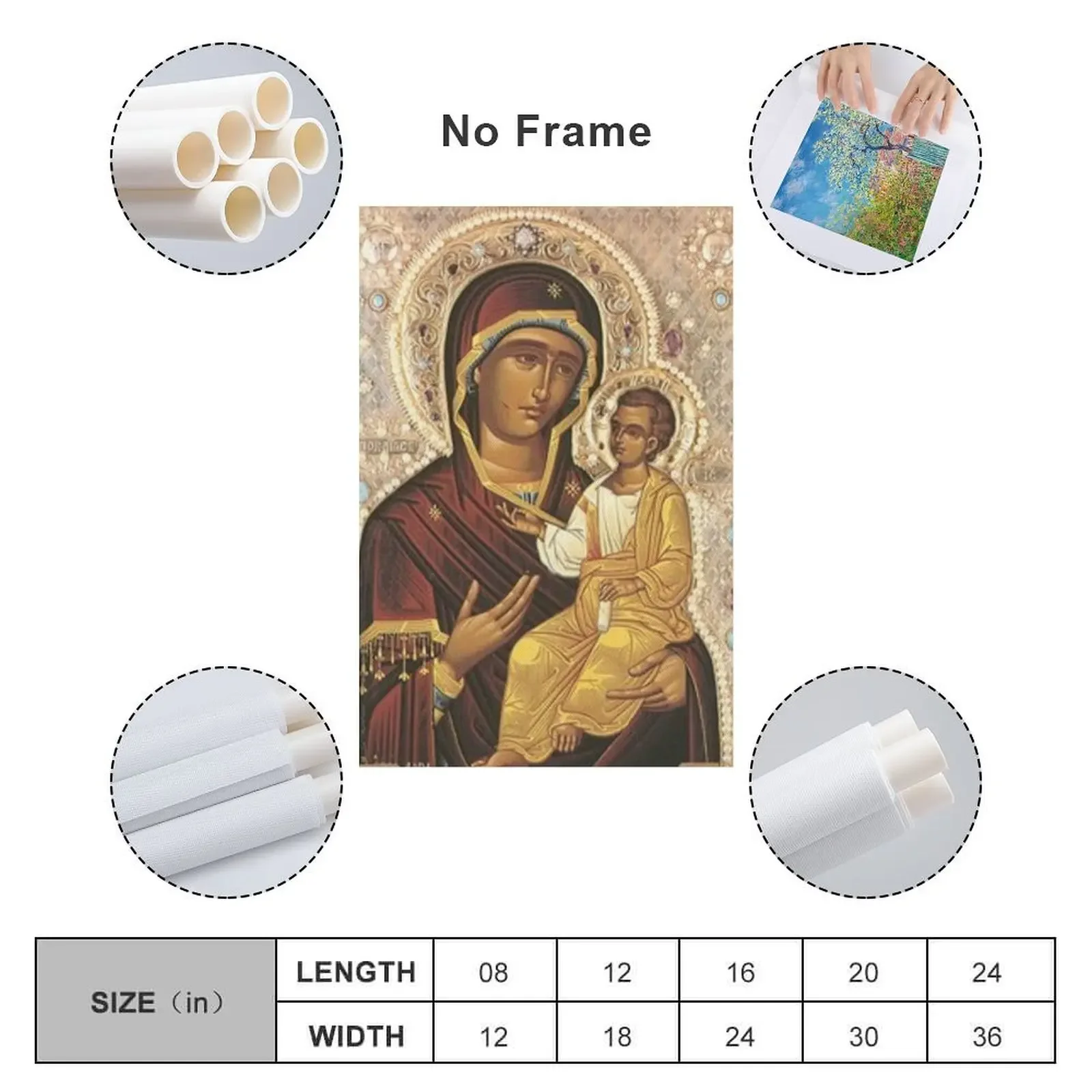 Дева Мария и Малыш Иисус: Иверон Теокоз Холст Картина постеры для стены японский