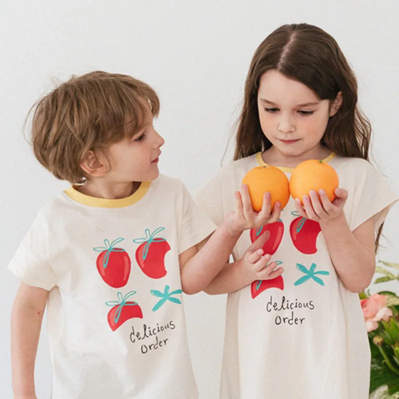 

Girls T-shirt 2022 Summer New White Cartoon Children's Short-Sleeved Fashion Cotton Shorts Girls Two-Piece Children's Clothing