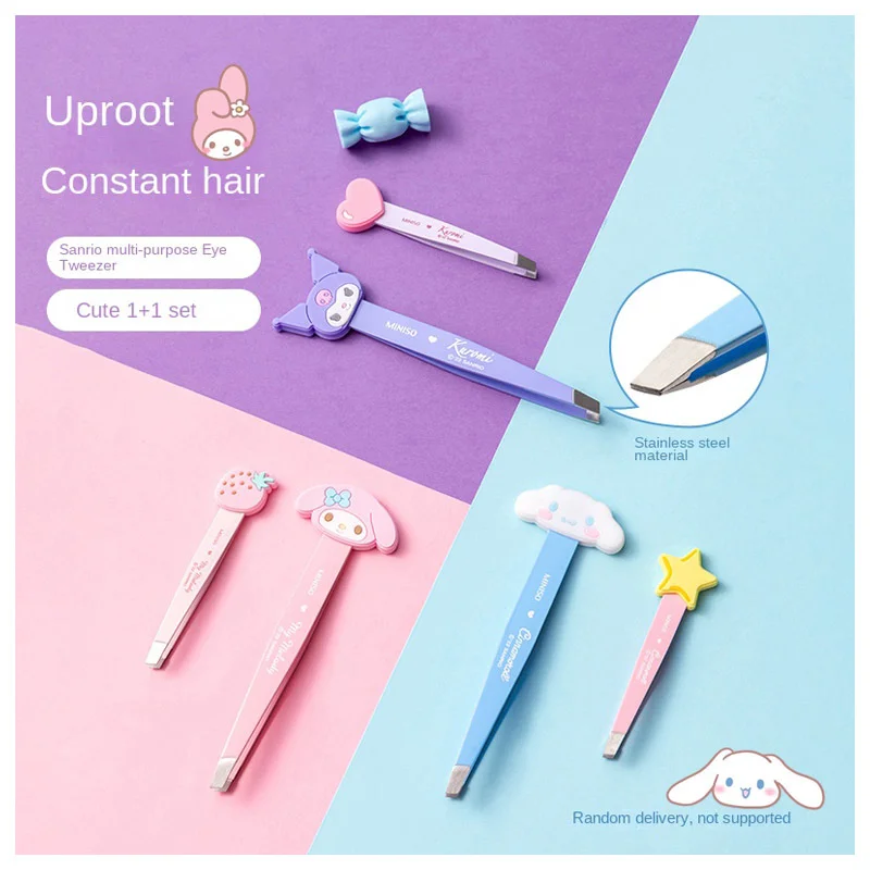 

Cartoon Sanrioed Model Doll Eyebrow Clip Set Anime My Melody Kuromi Cinnamoroll Kawaii Women Beauty Tool Eyebrow Trimming Clip