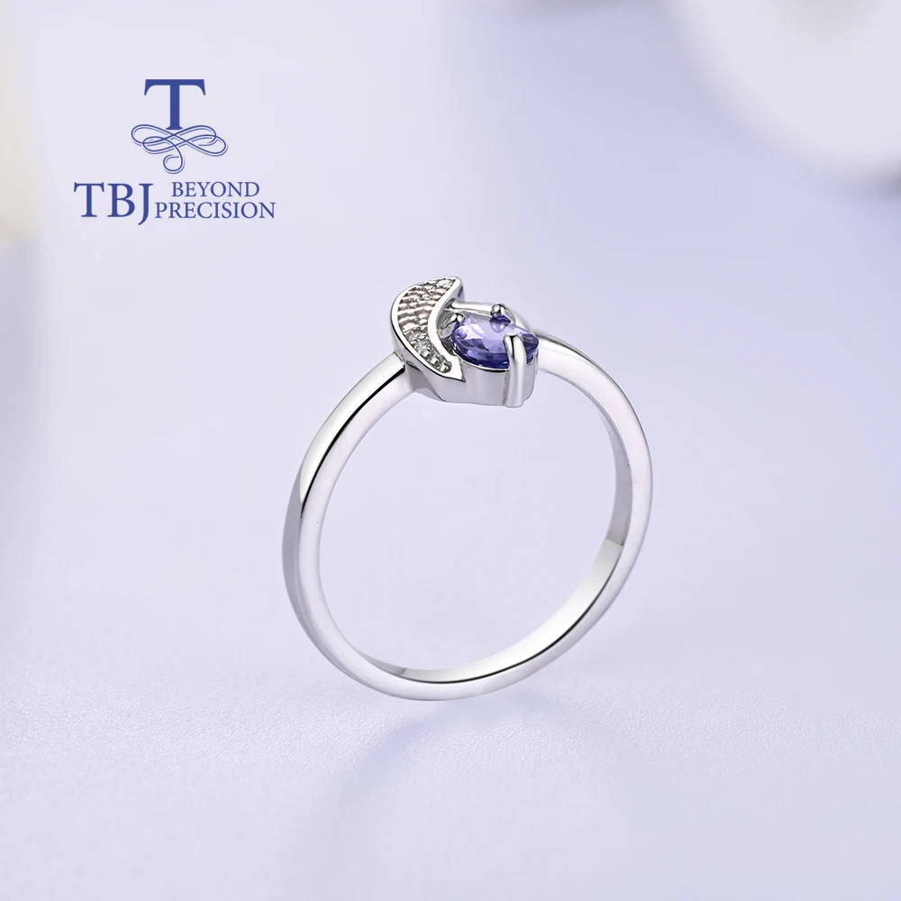 Красивое дизайнерское кольцо из натурального синего танзанита серебро 925 пробы